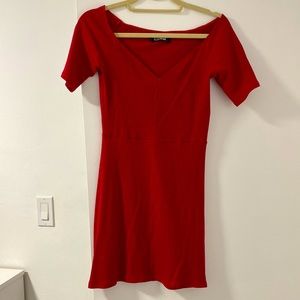 Reformation red bodycon v-neck dress. M